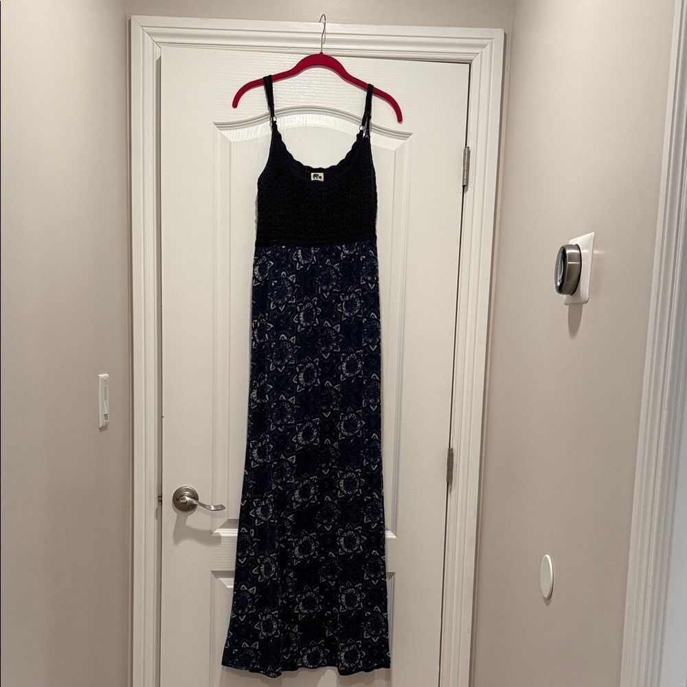 John Robshaw Black and Blue Floral Maxi Dress